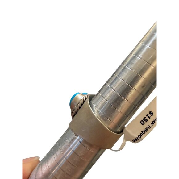 Artisan Heart  Sterling Silver Kingman Turquoise Cigar Band Statement Ring 9.5 - Picture 7 of 13